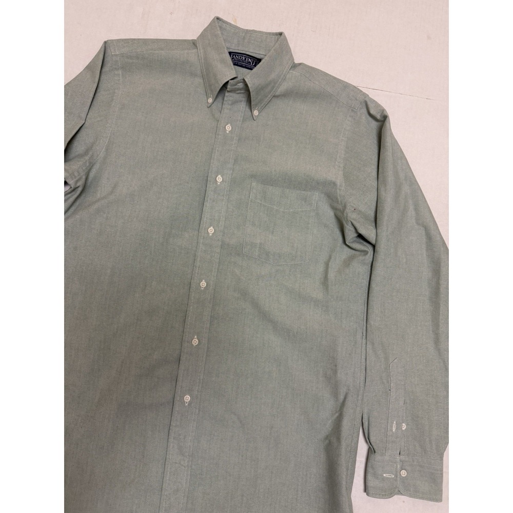 Lands' End green ls button up dress shirt, men's 15.5/35 - Picture 1 of 6